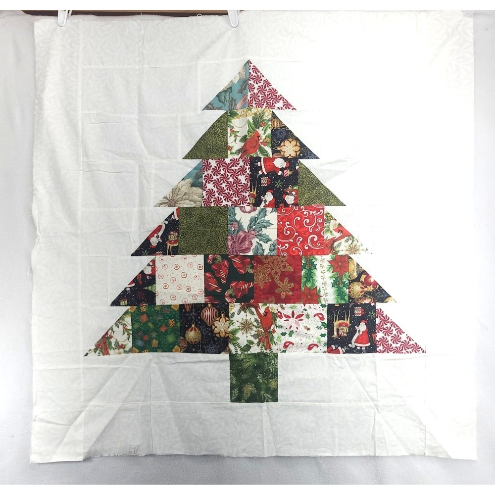 Christmas Tree Panel Quilt Top piece For Sewing 39"x 39" Cotton